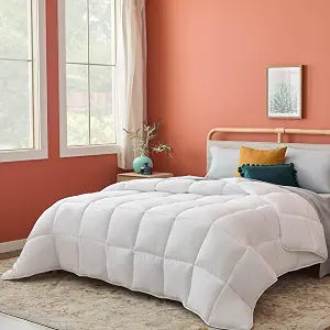 White Down Alternative Comforter and Duvet Insert, for Oversized Queen Bed - All-Season Comforter with Box Stitch and
