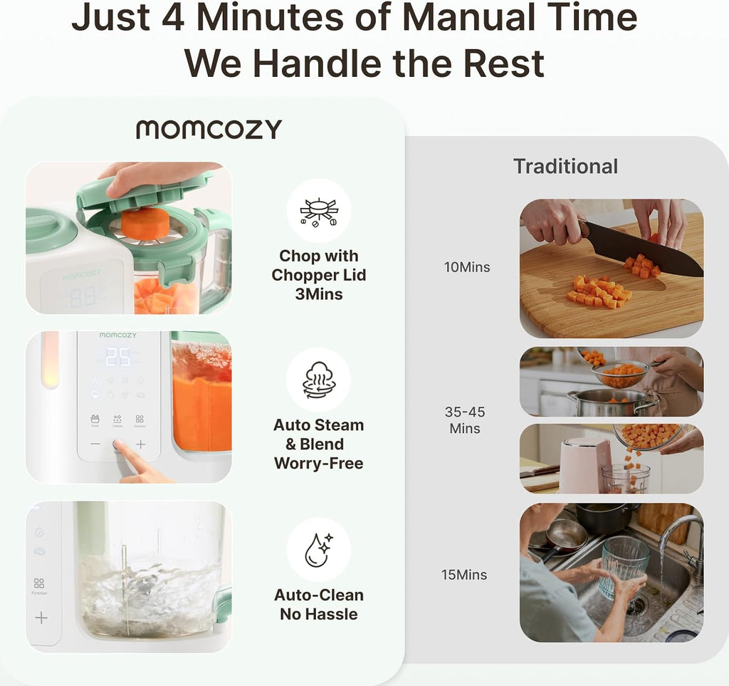 AutoMeal Baby Food Maker - One-Step Auto Steam & Blend Food Processor, 15oz Large Cup & Blade Design
