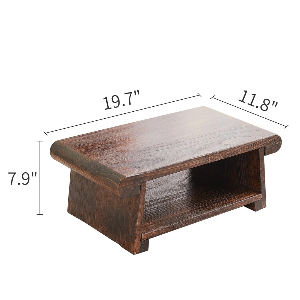 Folding Japanese Low Floor Table, Small Wood Meditation & Altar Table
