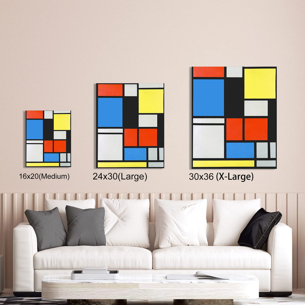 Composition with Red, Blue and Yellow by Piet Mondrian, Canvas Print