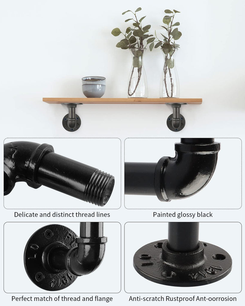 6Pcs 4"×4" L Pipe Shelf Bracket, Heavy Duty Wall Mount, DIY Shelving