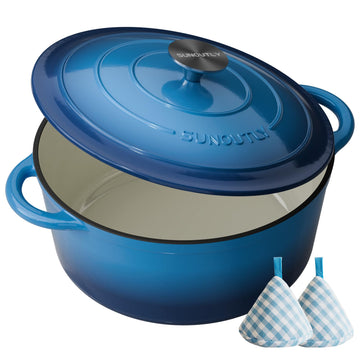 Enameled Cast Iron Dutch Oven, 4.5QT Pot with Lid, Navy Blue