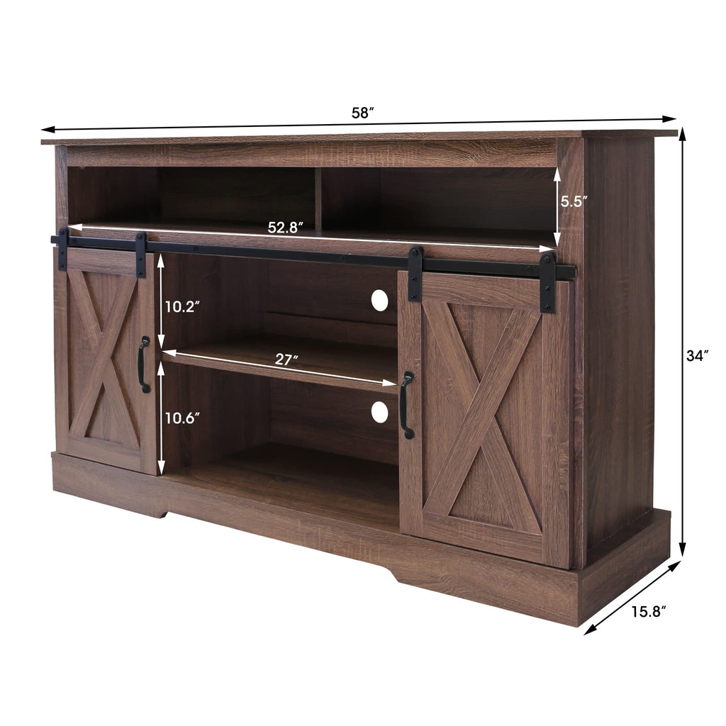 Farmhouse TV Stand for 65 inch TV Farmhouse Entertainment Center with Sliding Barn Doors Console Storage Cabinet