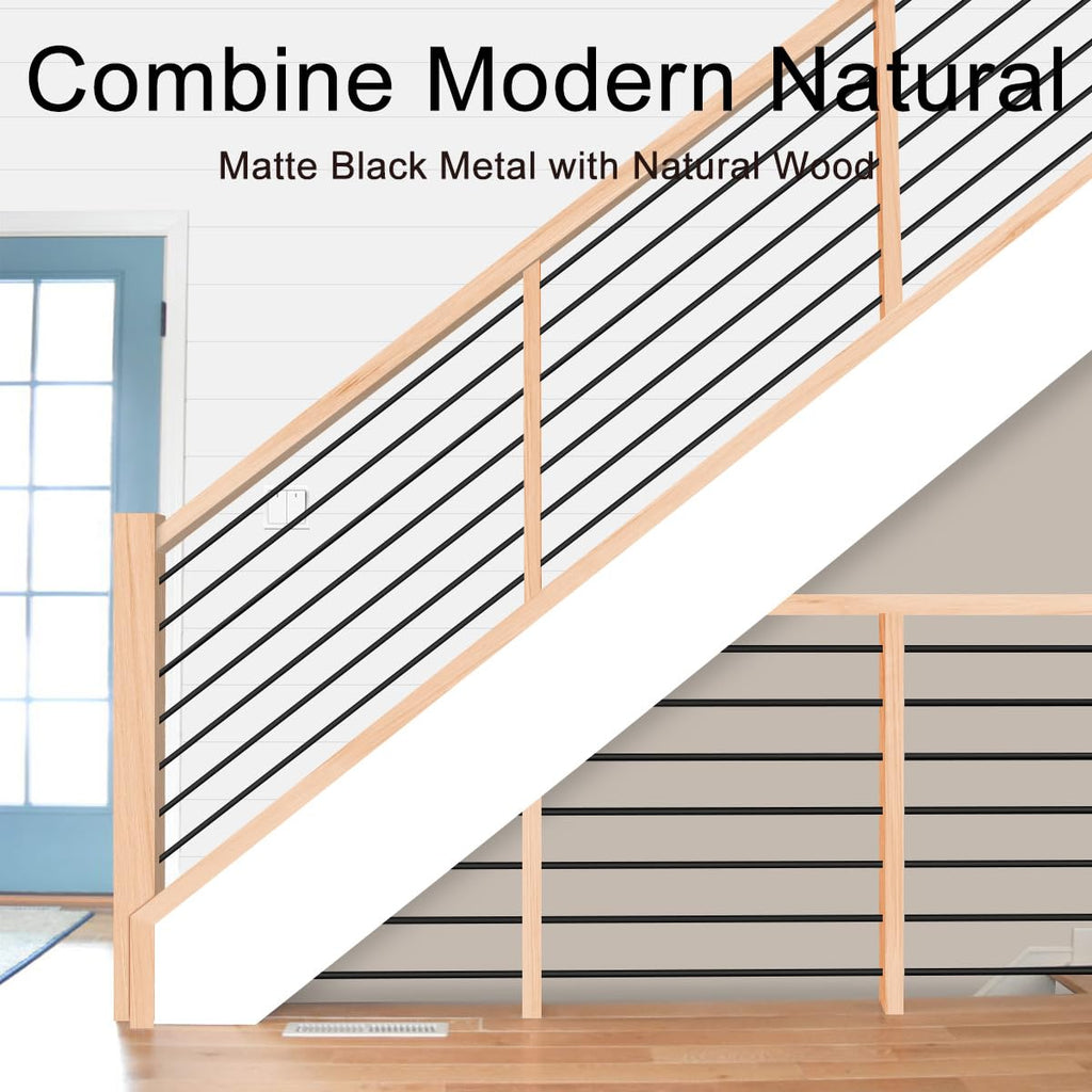 10 Pack 8 FT x 5/8 inch Iron Horizontal Balusters for Stair Interior