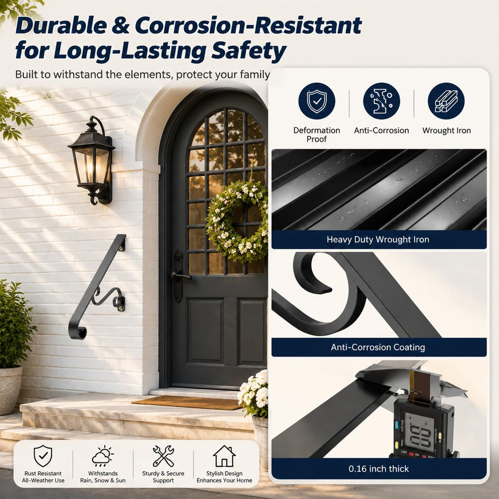 Outdoor Stair Handrails, 1-2 Steps Art Porch Handrails