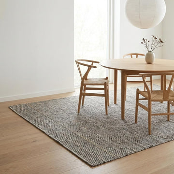 Natural Fiber Area Rug - Hand loomed, Soft, Ideal for High Traffic - Sustainable Wool - Striped - Bedroom