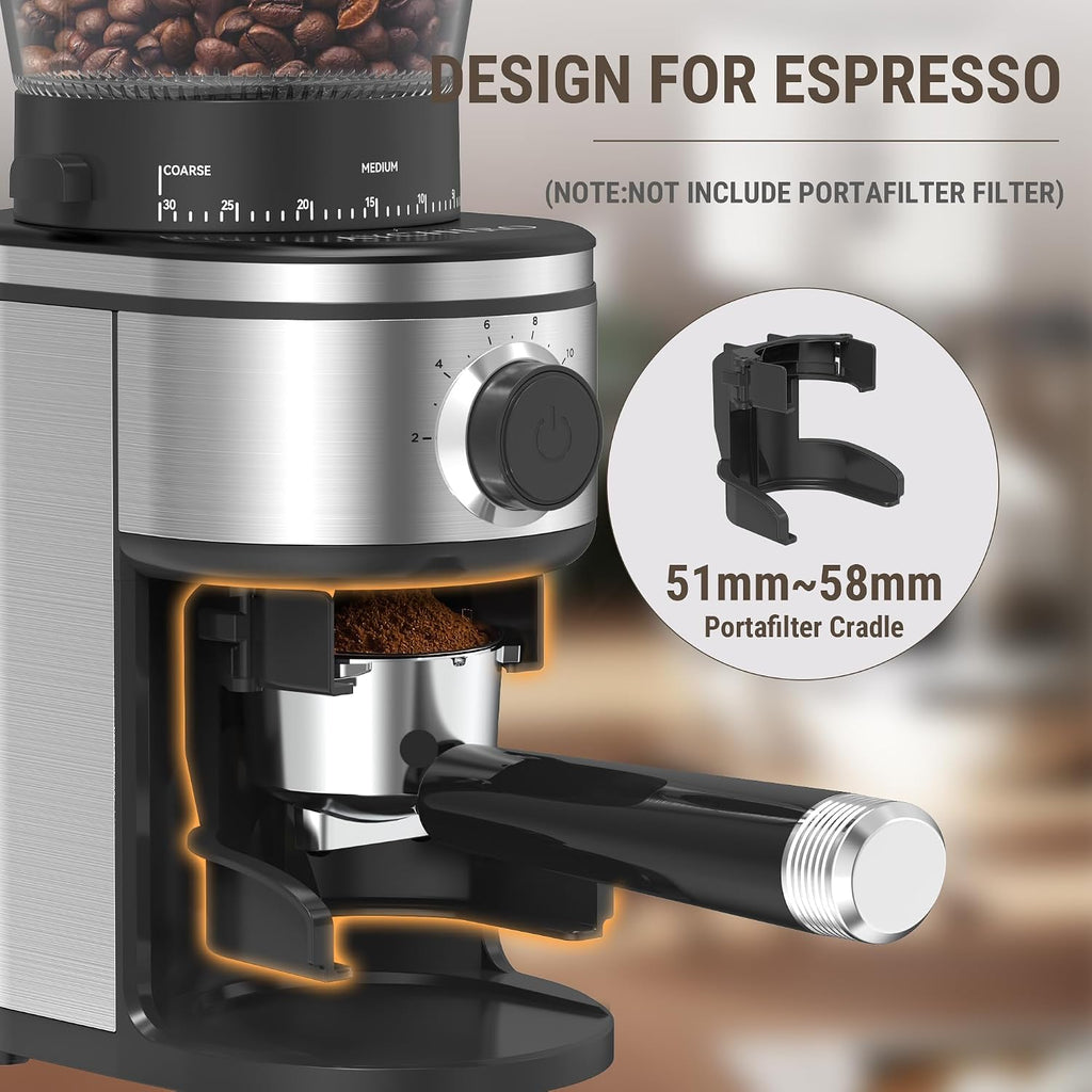 Conical Burr Coffee Grinder Electric, Coffee Grinder with 30 Grind Settings, Adjustable Burr Mill Grinder Use, 2-12