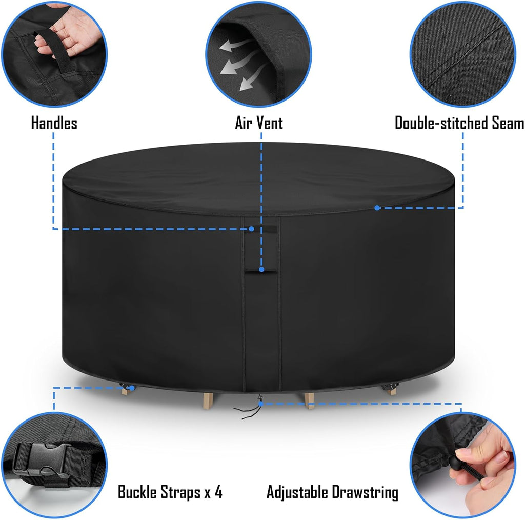 Round Patio Furniture Covers Waterproof, 84" Dia x 44" H | 84 Inch High Outdoor Round Table Cover, Tall Bar Height