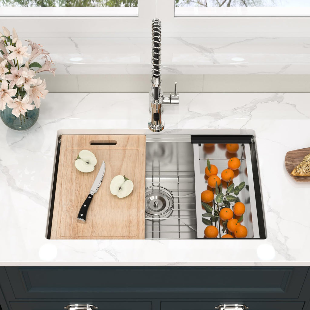 Undermount Kitchen Sink 28x19x9 Inch Workstation