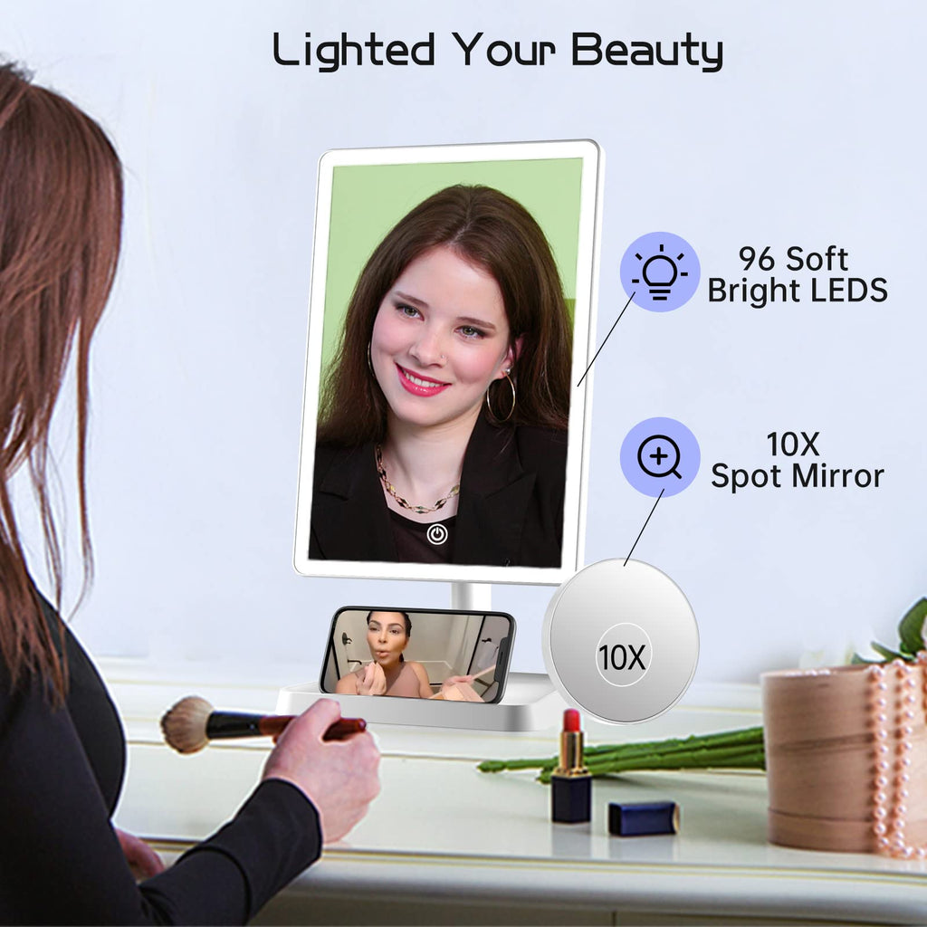 Large Makeup Vanity Mirror with Lights & 96 LED,White