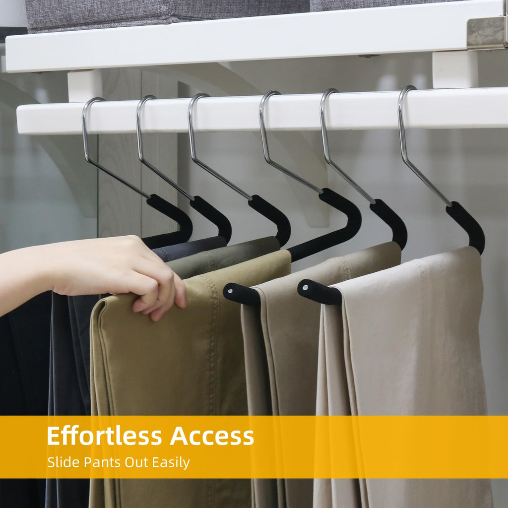 Open Ended Pants Hangers, 10 Pack Non-Slip Foam Padded Pants Hangers Space Saving Heavy Duty for Jeans, Trousers