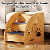 Pet Steps for Small Dogs,Wooden Cat Stairs for Old Cats,Doggy Dog Steps for Bed Couch Sofa Windows,3-Step Ladder