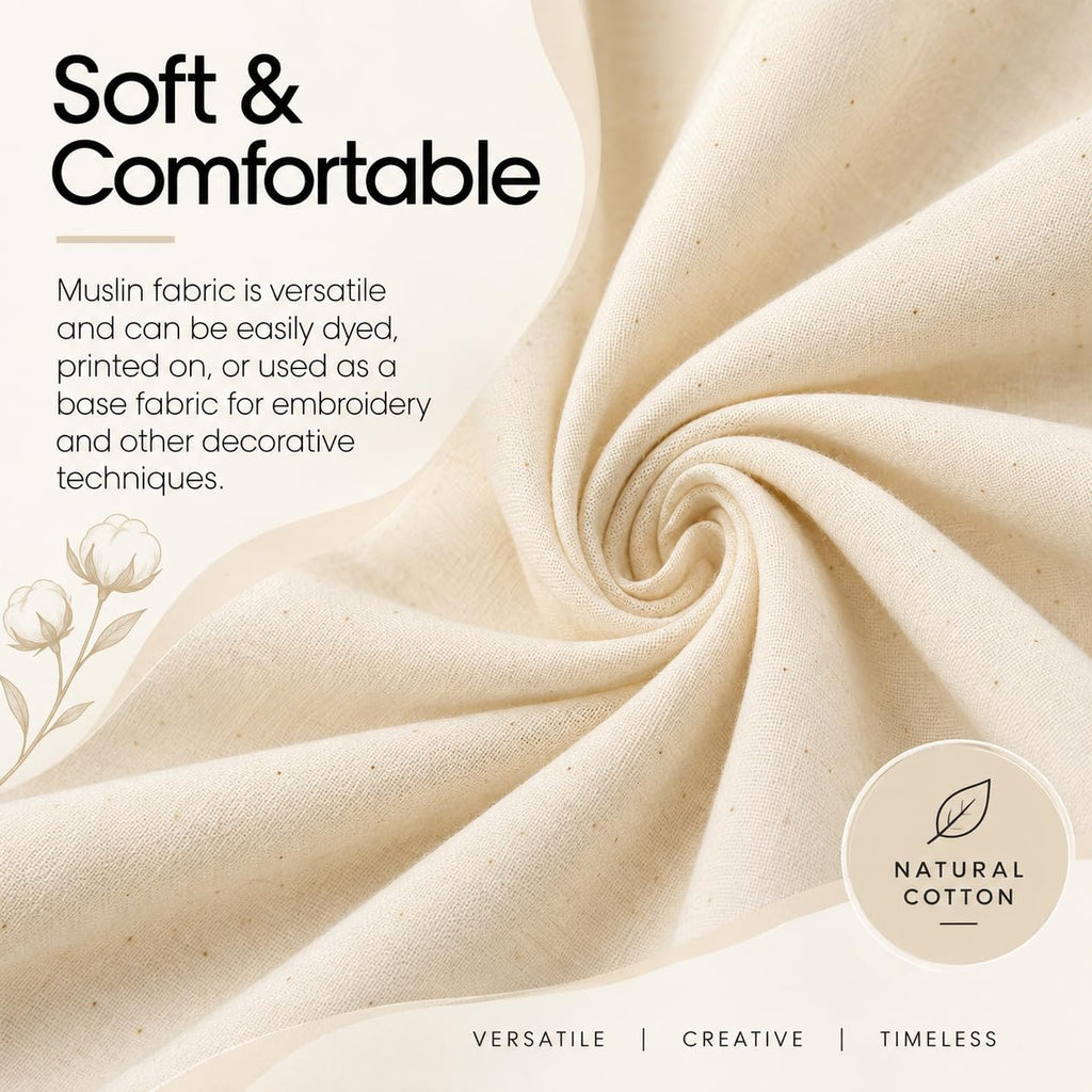 Textiles 5 Yard Bolt Natural Cotton Muslin Fabric