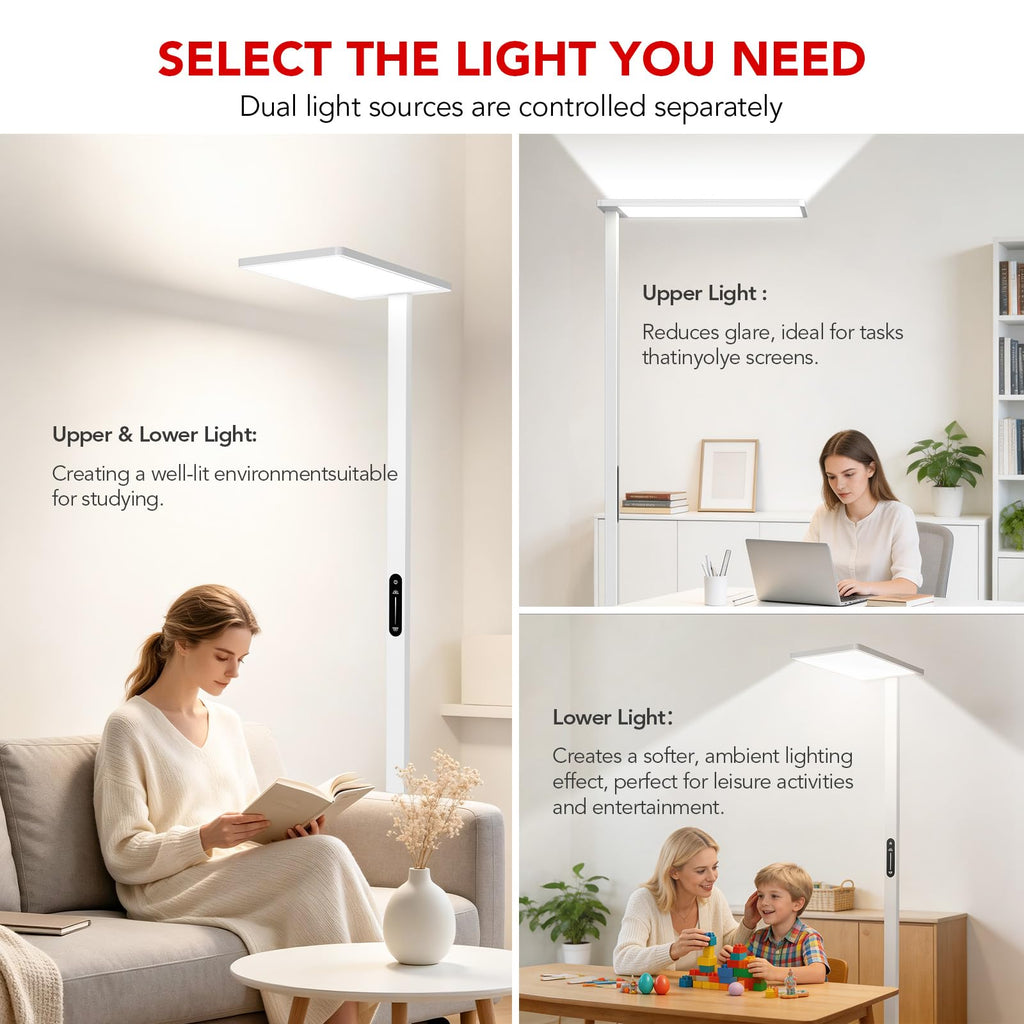 LED Floor Lamp, Super Bright Standing Lamp, White
