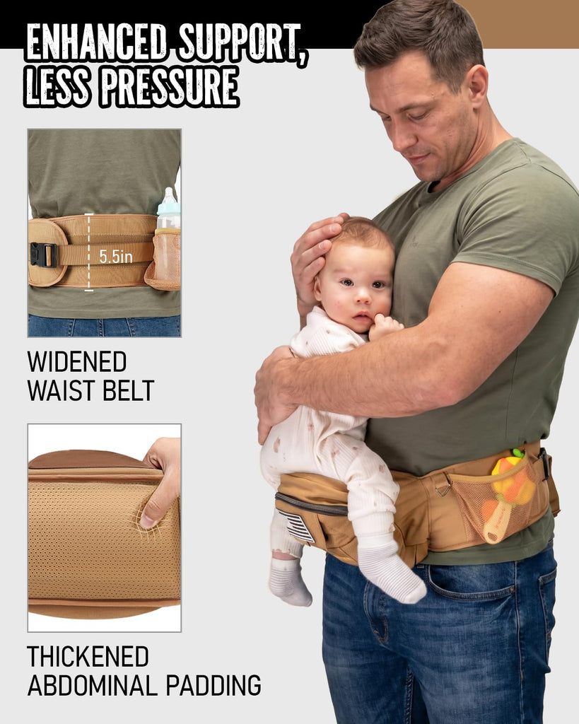 Baby Hip Carrier for Infant & Toddler (Up to 45 lbs), Coyote Brown