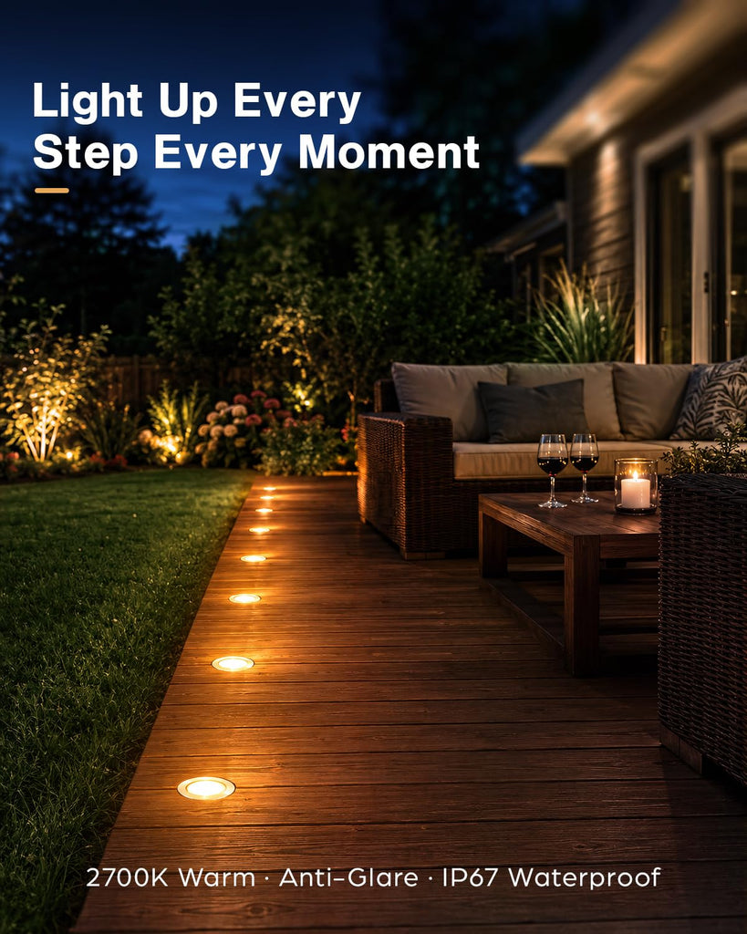 20 Packs Low Voltage Deck Lights Kit with Transformer IP67