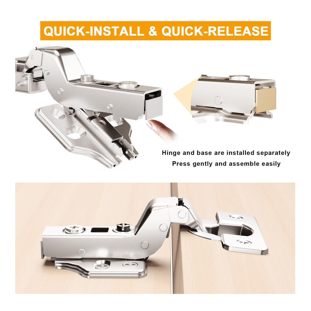 40Pcs Soft Close Inset Cabinet Hinges with Clip-On Plate