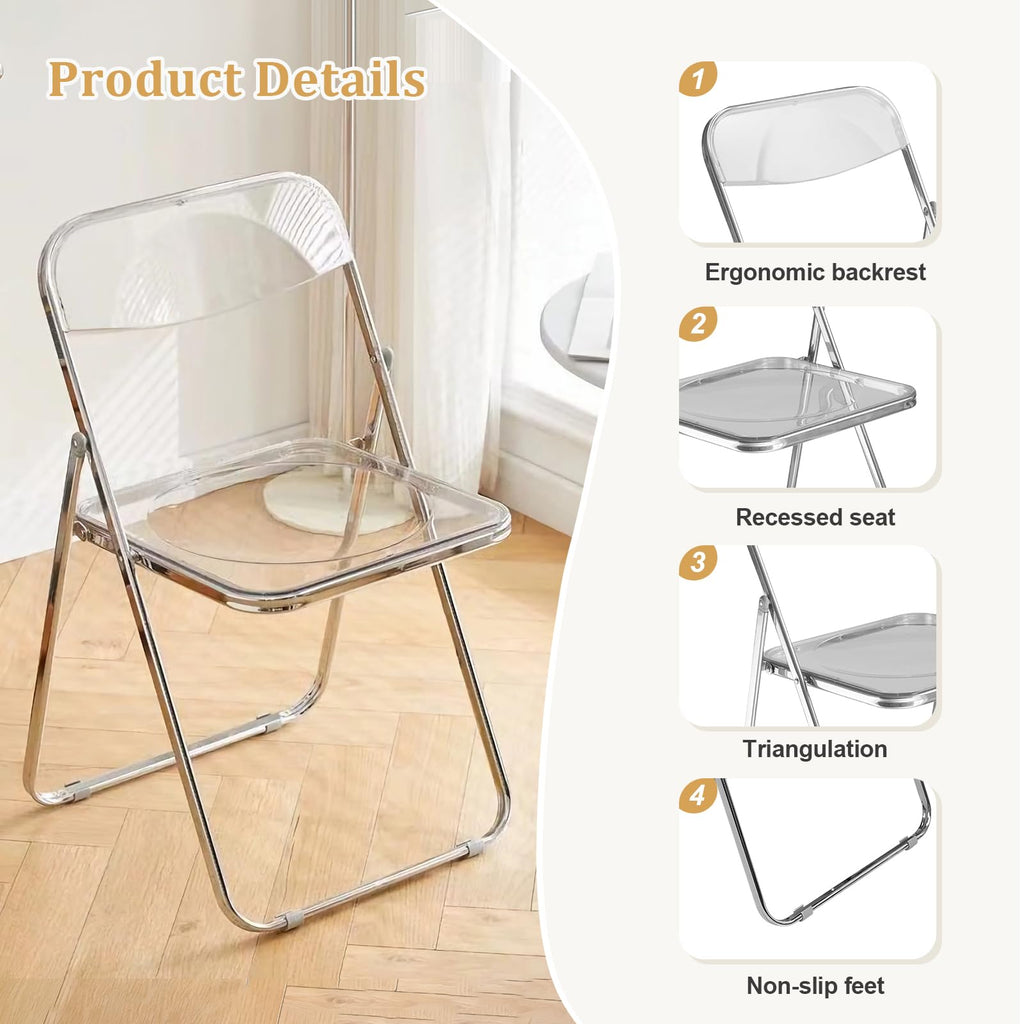 4 Pack Acrylic Folding Chair, Clear