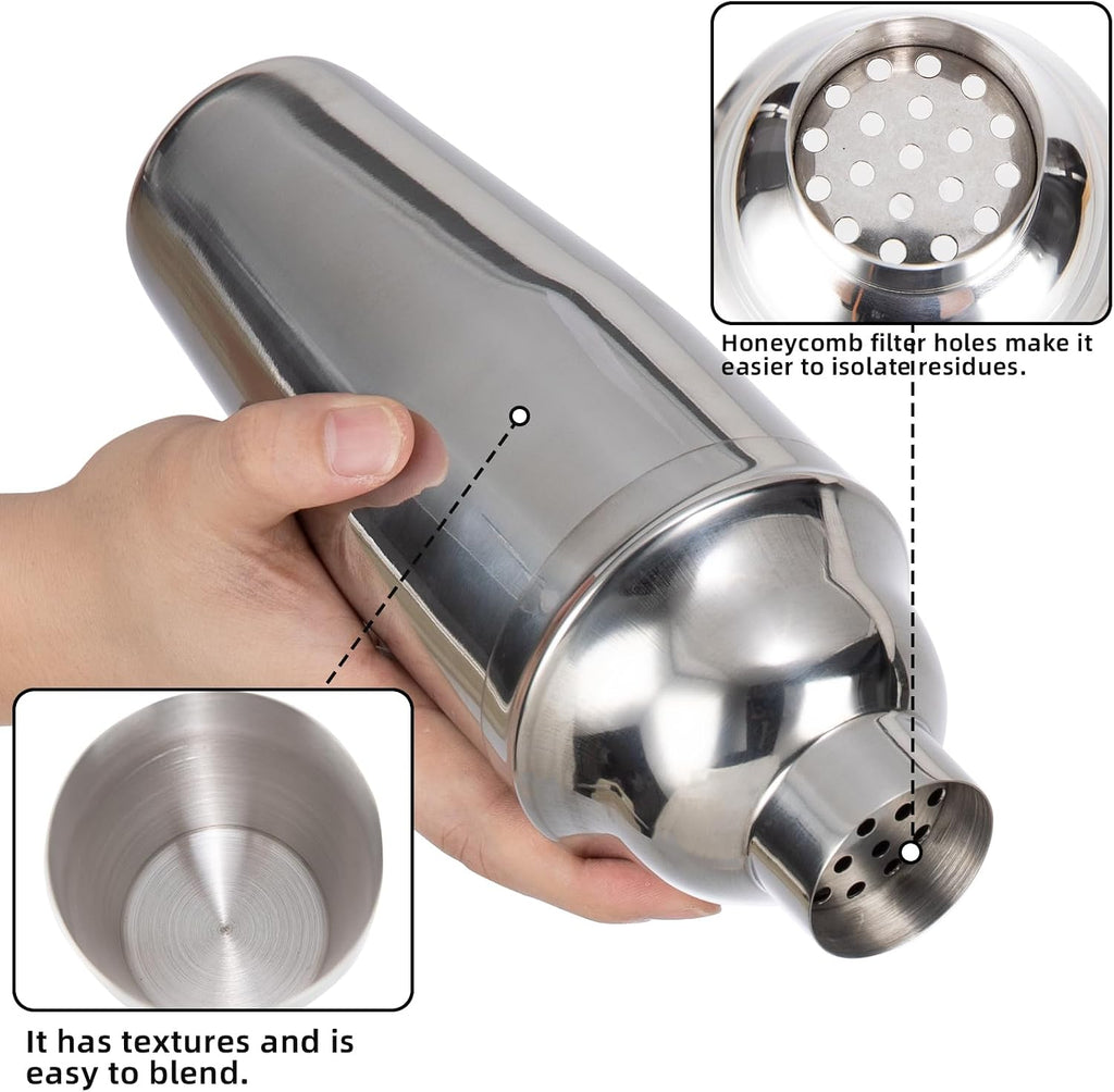 26oz Professional Cocktail Shaker Set with Built-in Strainer,Martini and Margarita Shaker Bar, Boston - Set of 6