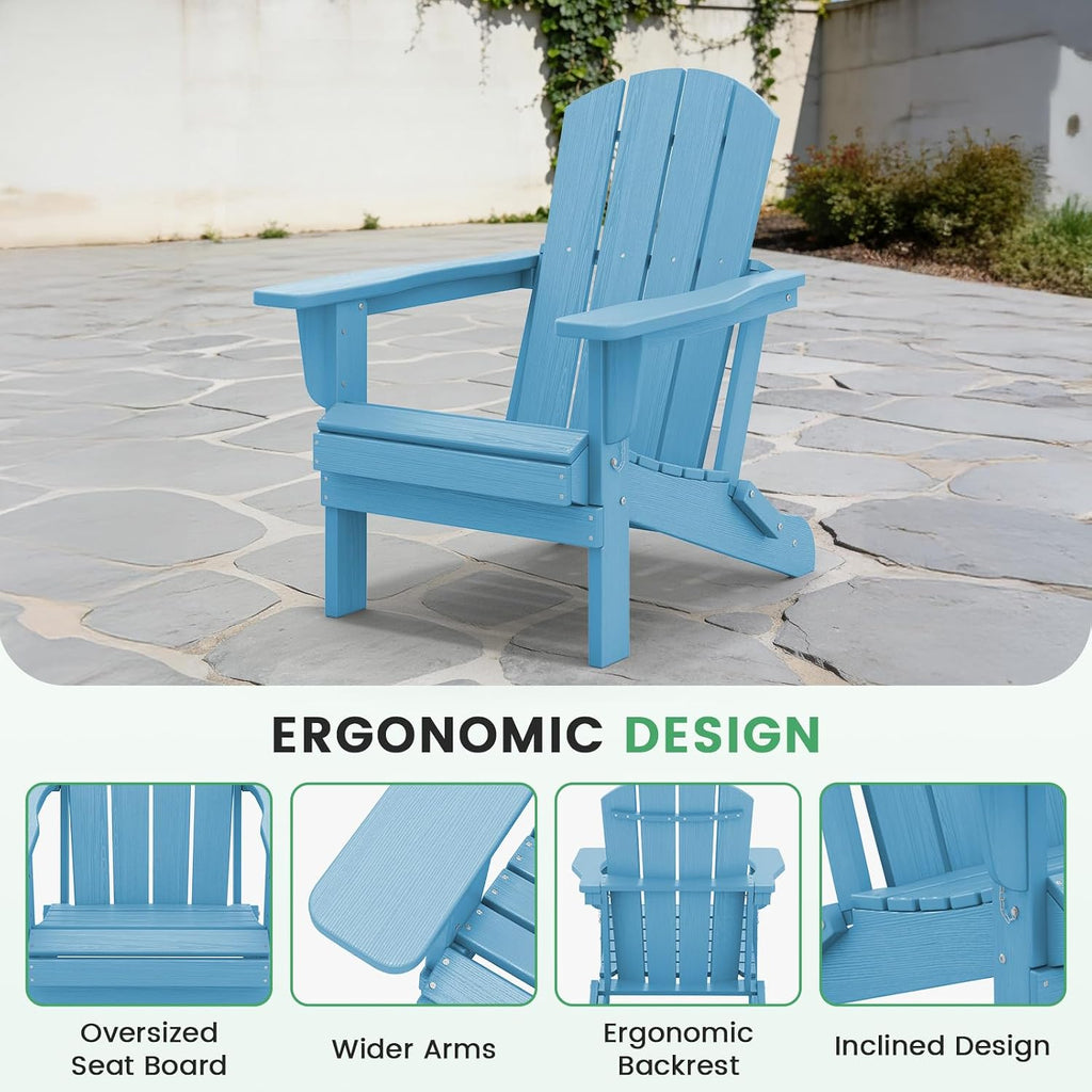 Outdoor Patio Chair, HDPE Plastic Adirondack Chair(2PC)