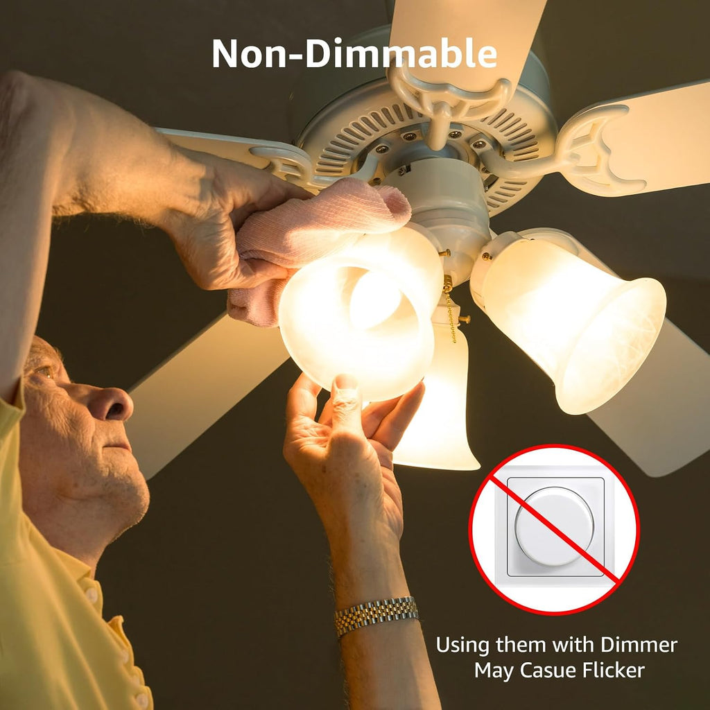 E12 LED Candelabra Light Bulbs, 5.5 watt, 40 watt Equivalent C37 B11 Ceiling Fan Bulb Chandelier Bulbs, 2700 Kelvin