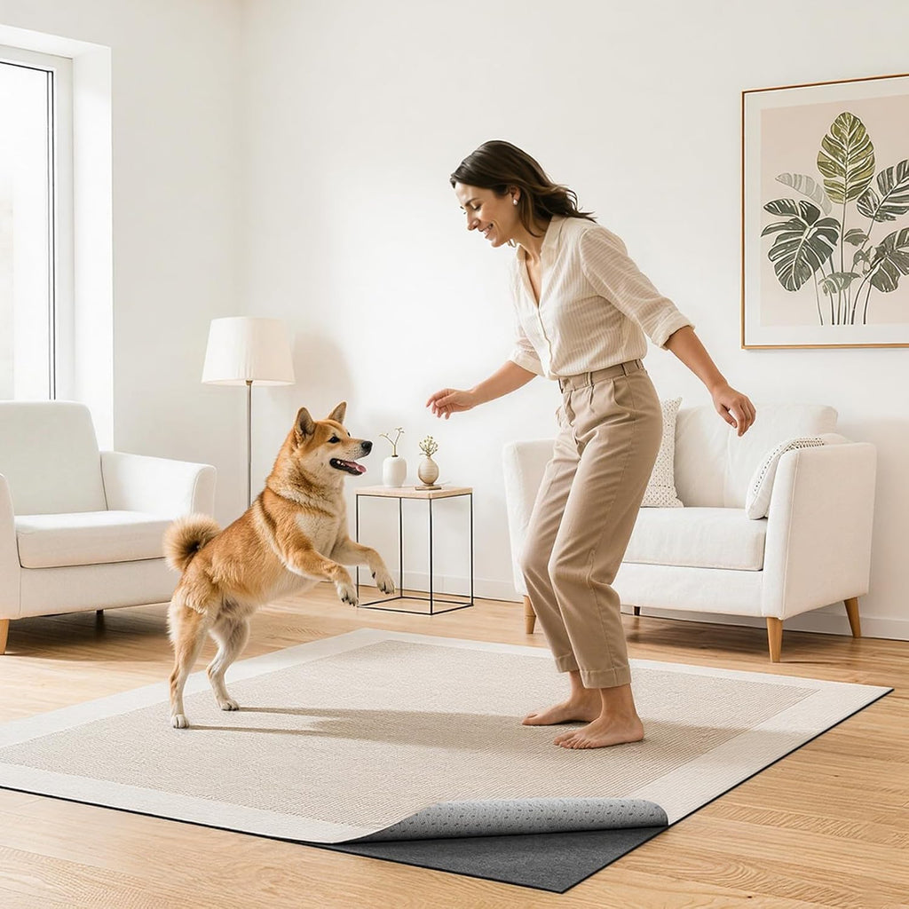 Rug Pad 5 x 7 ft, Non-Slip Carpet Area Pad 0.12inch Rug Mat Padding with Dual Surface Felt Cushion & Rubber Gripper