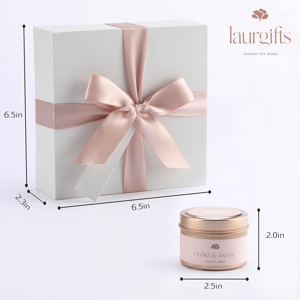 Birthday Gifts for Women - Orchid & Jasmine Spa Gift Basket, Luxury Candle Set & Bath Sets Care Box, Gift for Mom - Set of 6