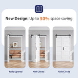 48X84(Double 24x84) Bi-fold Barn Door Folding Doors White with 52" Hardware Kit,Interior Water-Proof