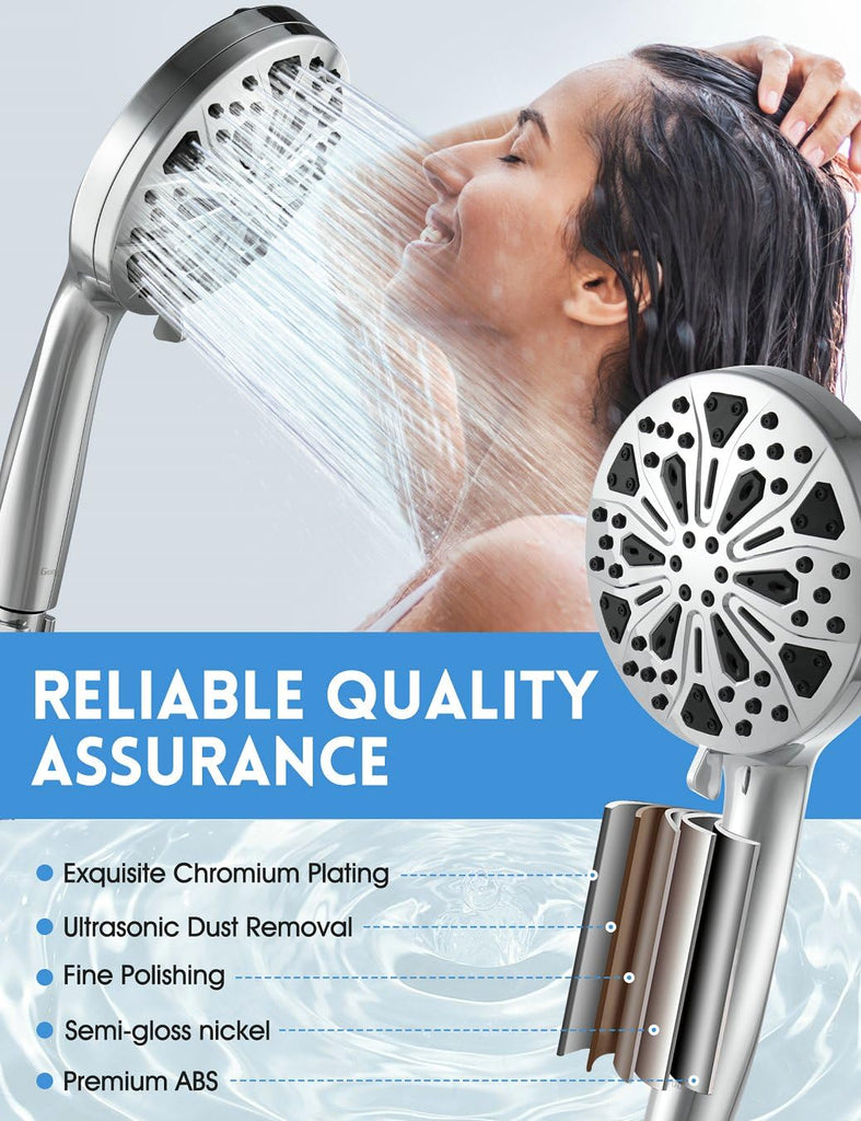 High Pressure Shower Head with Handheld, 10 Spray Modes Hand Held Showerhead, Built-in 2-Mode Power Wash Tub & Pets