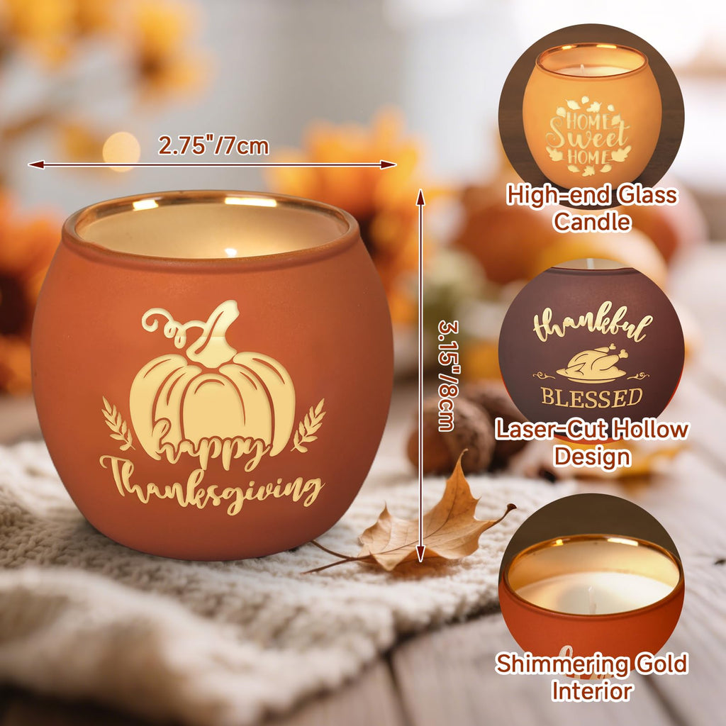 Fall Thanksgiving Scented Candles Gift Set, 4 Pack 16oz Fall Aromatherapy Candle, Glass Jar Candles for Woman Man
