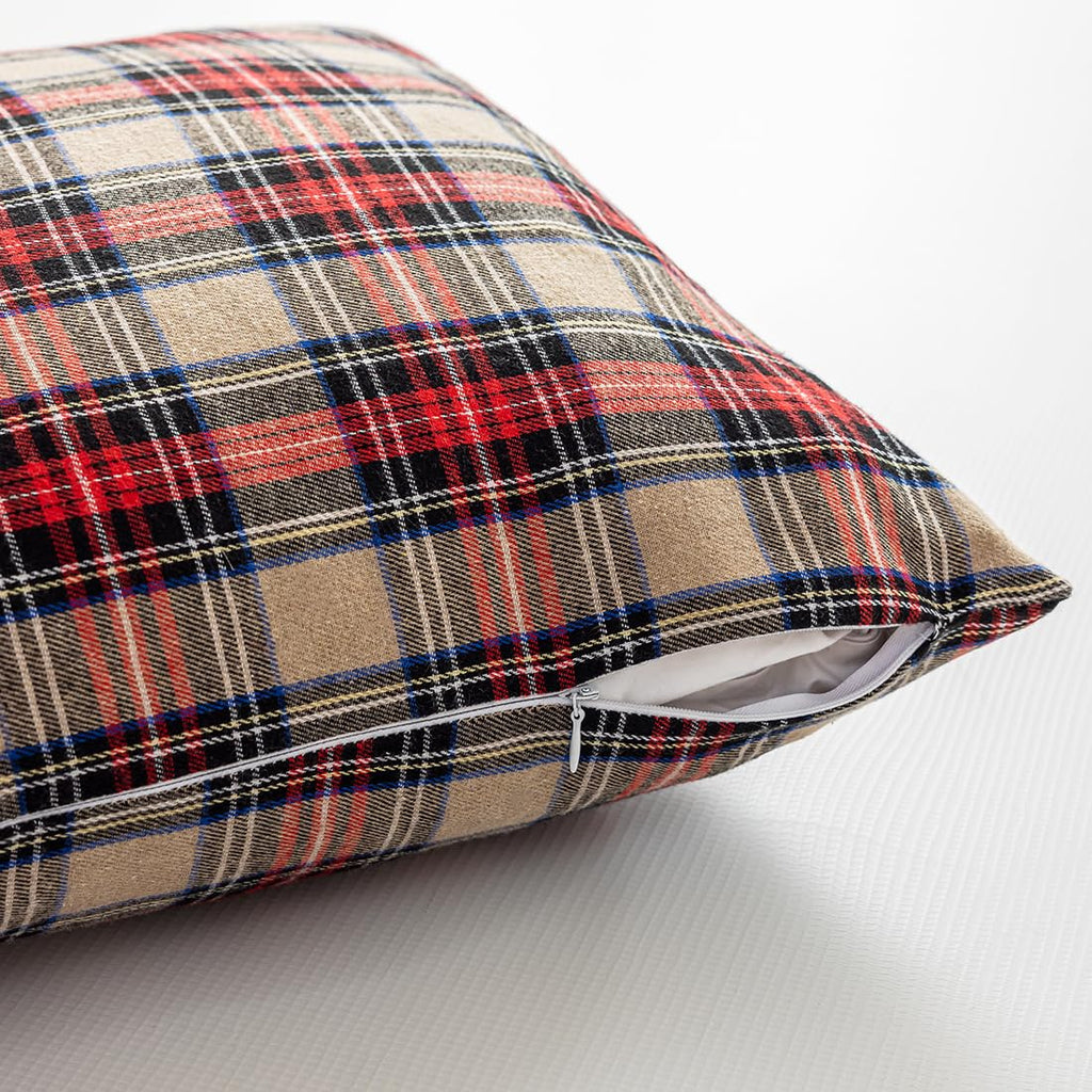 14x36 Brown Christmas Tartan Plaid Long Lumbar Pillow Cover, Cottage Decor