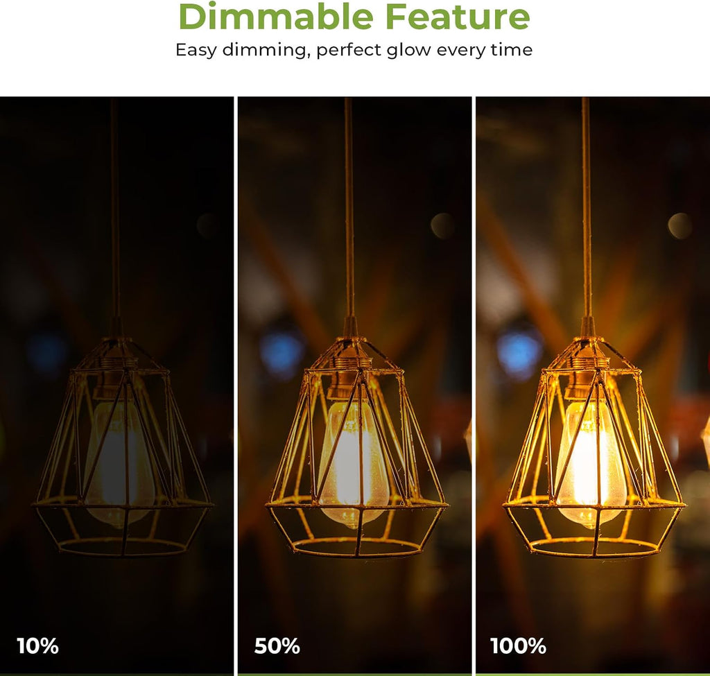 Vintage Edison Light Bulbs 60 watt Equivalent, Dimmable E26 LED Bulb 2700K Soft Warm White, Clear Glass ST58 Vintage
