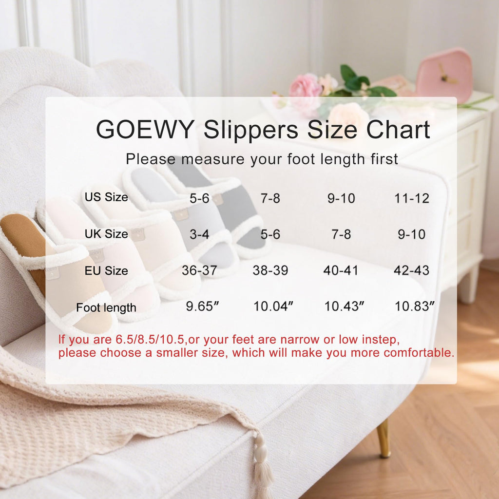 Open Toe Womens Slippers, Fuzzy Suede Slipper with Cozy Memory Foam