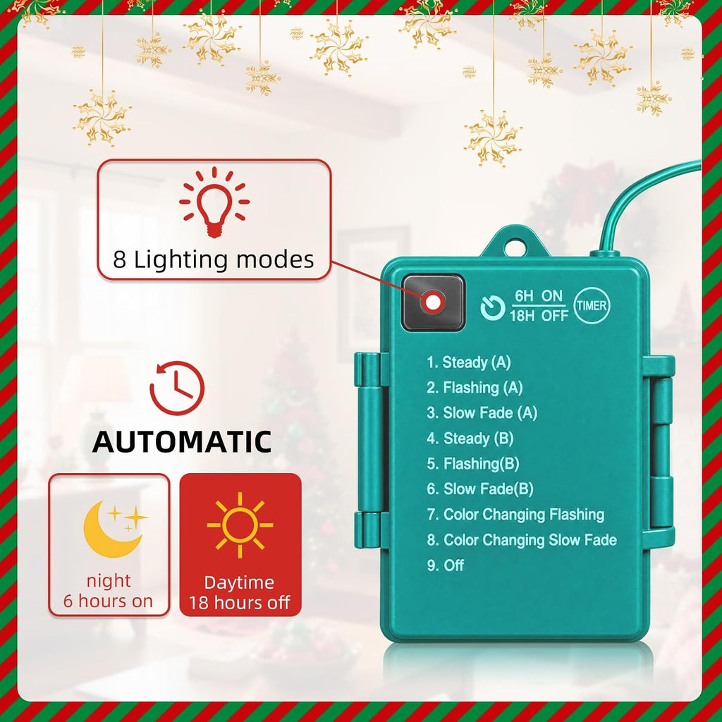 9ft Pre-lit Christmas Garland, with 8 Lighting Modes & Decorations