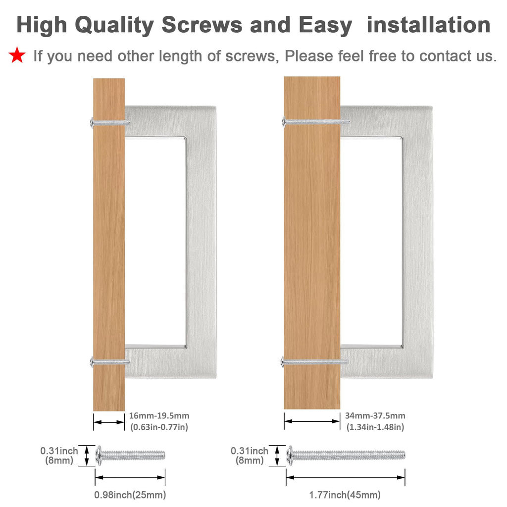 6 Pack Hole Centers 3.75inch Brushed Satin Nickel Kitchen Cabinet Pulls,Stainless Steel Drawer Handles,Square Corner