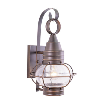 Chatham 1-Light Bronze Coastal Outdoor Wall Lantern, 18 in. H