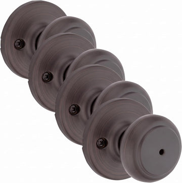Cove Interior Privacy Door Knob with Lock, Door Handle , Venetian Bronze Keyless Turn Lock Doorknob (Pack of 4)