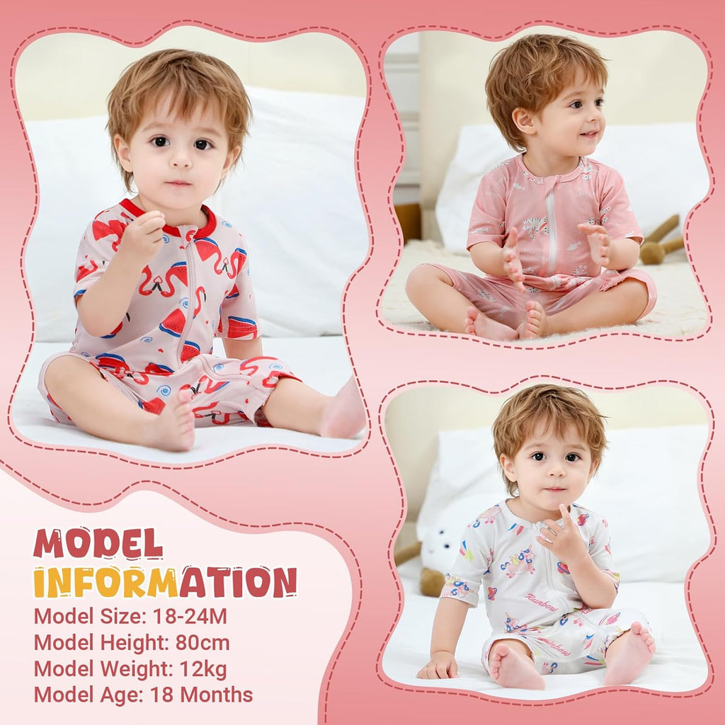Bamboo Baby Pajamas 3 Pack, Two Way Zipper Bamboo Sleepers for Toddler, Bamboo Baby Romper Viscose Great Gift