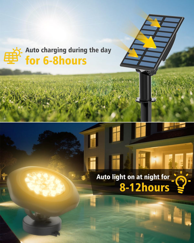 Pond Lights Waterproof IP68 Landscape Spot Lights, Warm White, 3-in-1