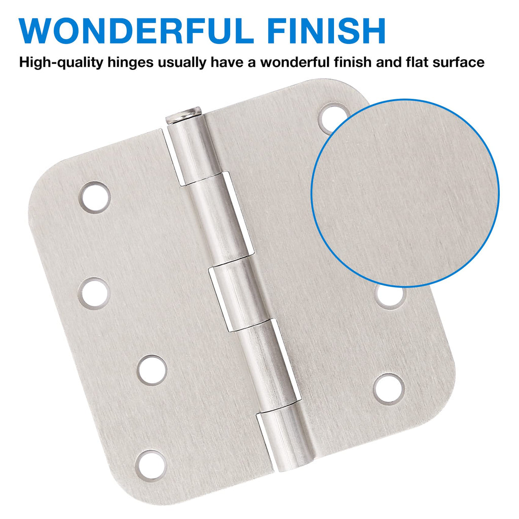 12 Pack Door Hinges 4 Inch Brushed Nickel 5/8" Radius Interior