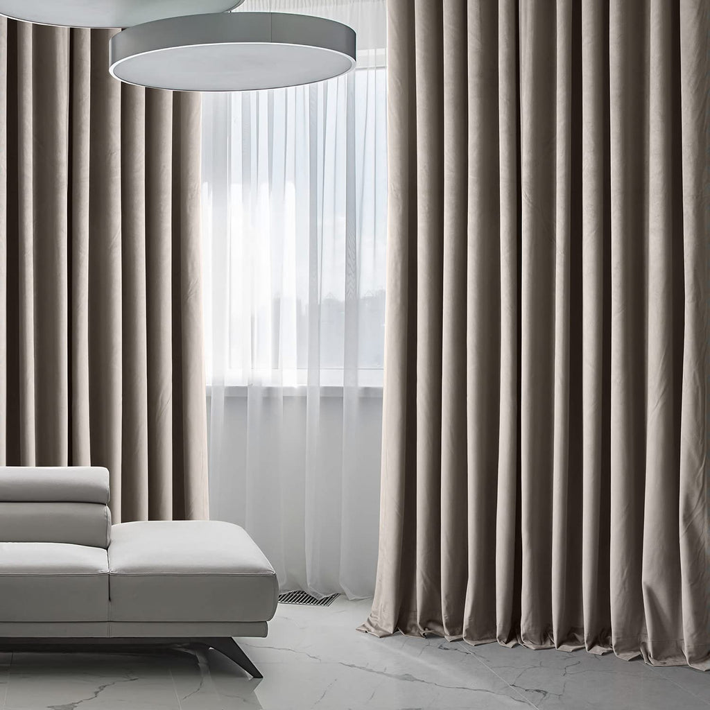 Plush Velvet Blackout Curtains (1 Panel) - 100W X 84L, Library Taupe