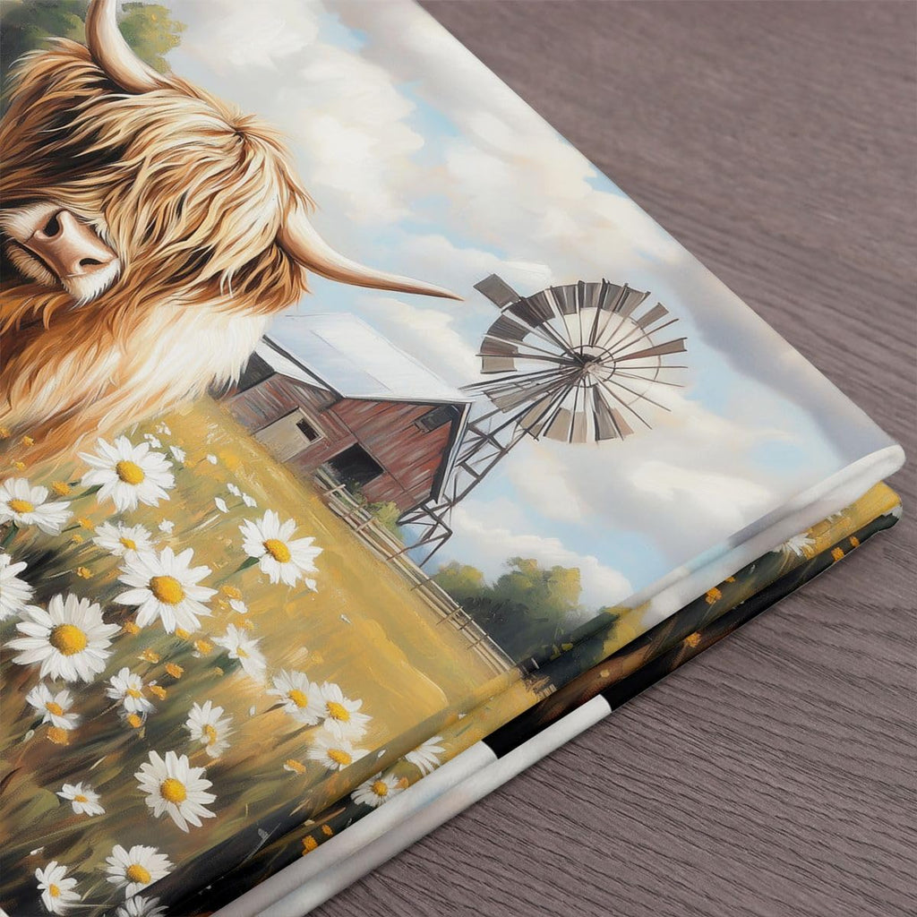 Retro Highland Cow Fabric By The Yard Soft Cute Cows