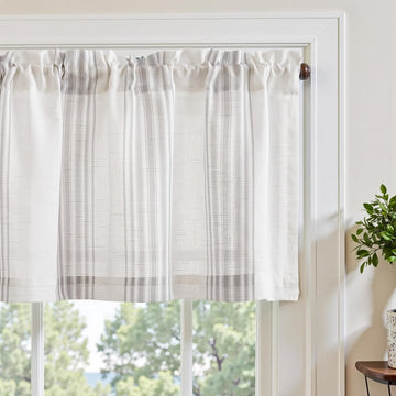 Linen Boxter Stripe Valances for Window 18 inch,Sage Green,1 Panel