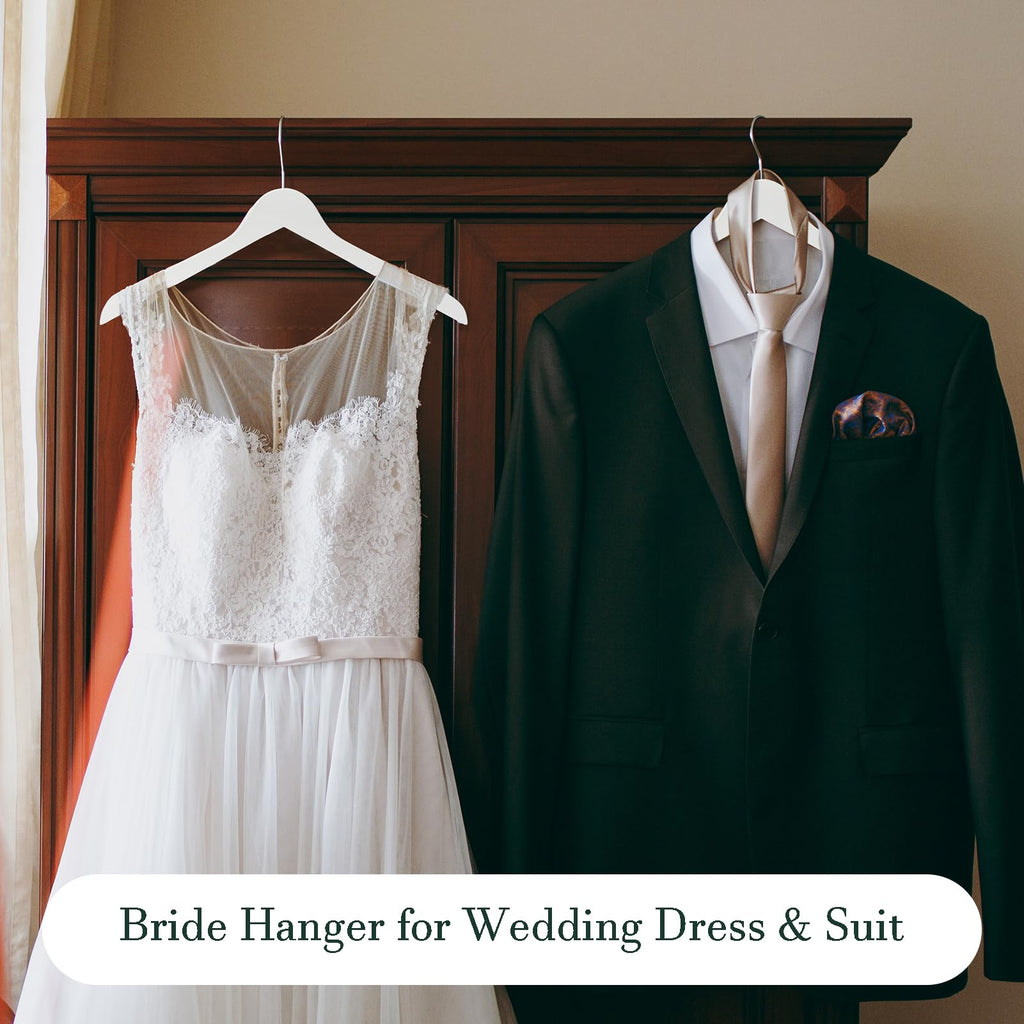 White Wooden Hangers - 20 Pack - Durable Wood Hangers Ideal for Everyday Use & Wedding, for Dress, Coats, Camisole