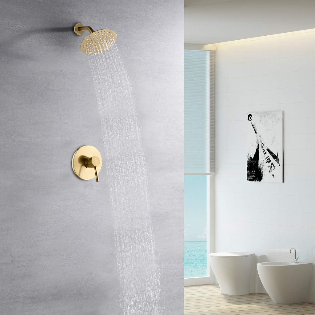Shower Faucet Set Brushed Gold Single Handle, 8 Inches