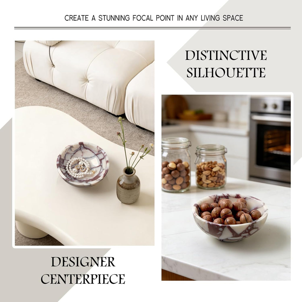 Luxury Natural Marble Catchall Bowl, Jewelry Dish Trinket Tray Home Decor