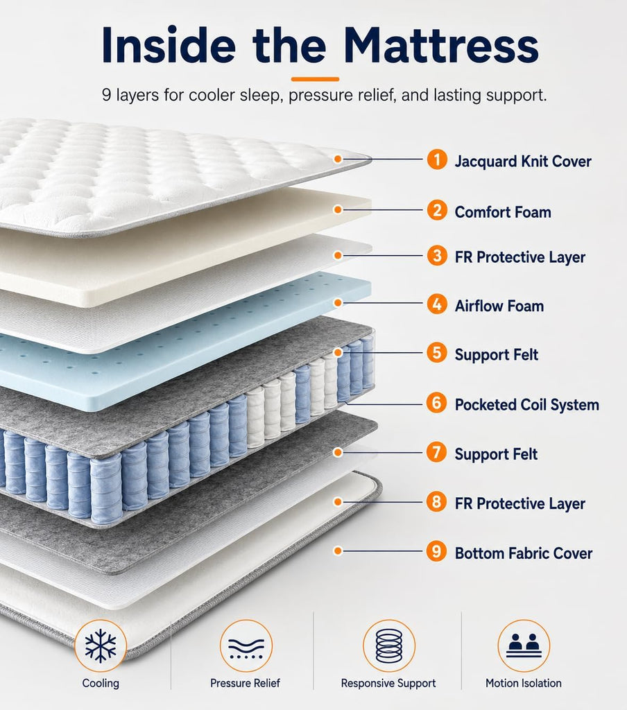 Full Size Mattress, 14 Inch Medium Firm Hybrid Full Mattress, Full Size Mattress in A Box, Memory Foam Individually