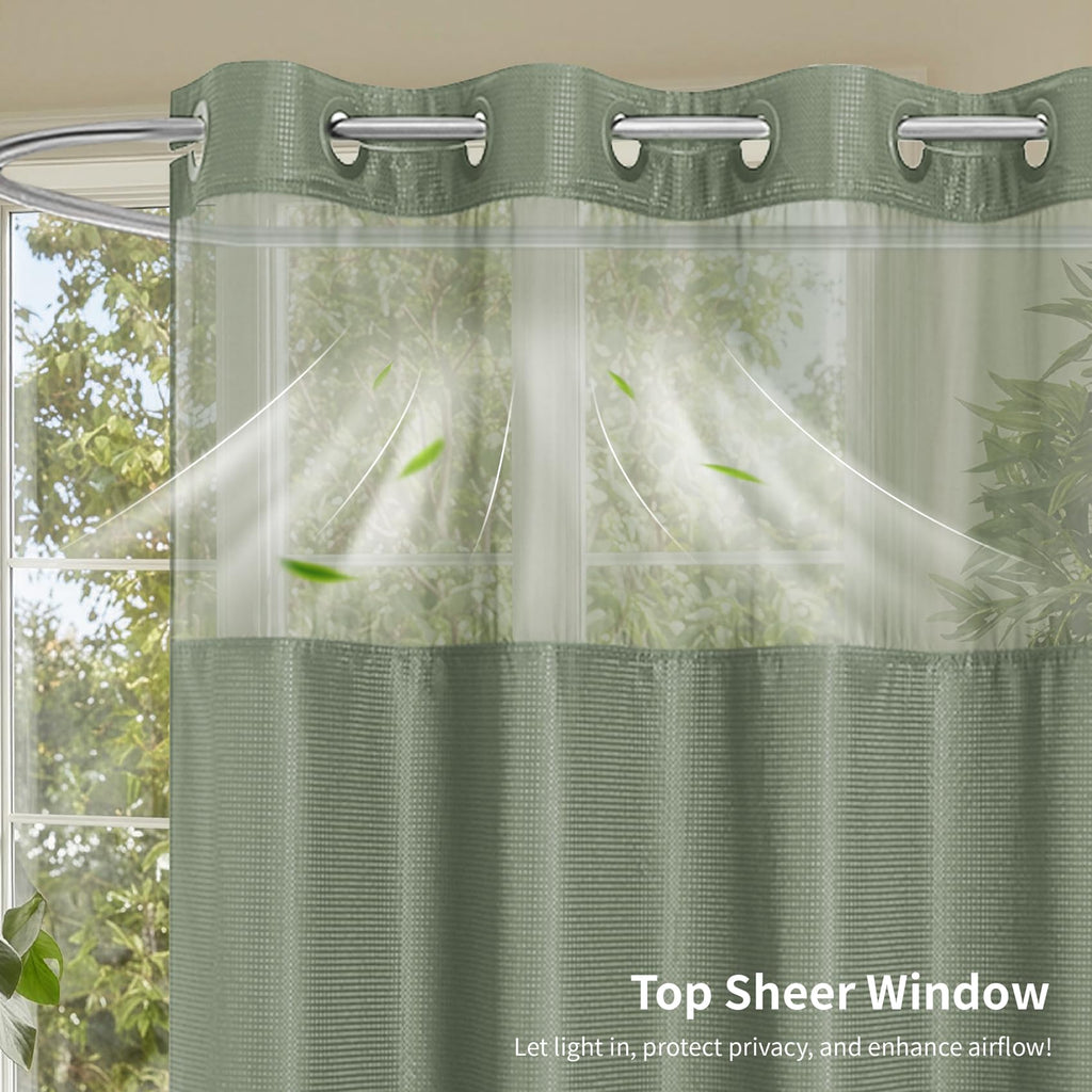 No Hook Check Waffle Stall Shower Curtain Set, 60 x 74 in