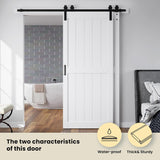 36in x 84in Double MDF Sliding Barn Doors with 6.6FT Bypass Barn Door Hardware Kit, Save Space, Wate