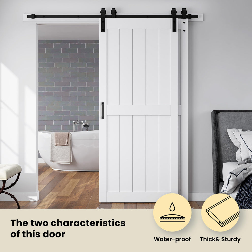 38in x 84in Double Sliding Barn Door with 6.6FT Bypass Hardwa